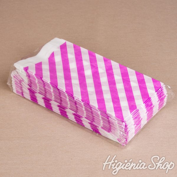 BontaBag 1 kg-os papírtasak lila-fehér csíkos design mintával - 200 db