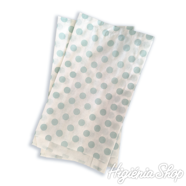 BontaBag 1 kg-os fehér papírtasak mentazöld pöttyös design mintával - 100 db