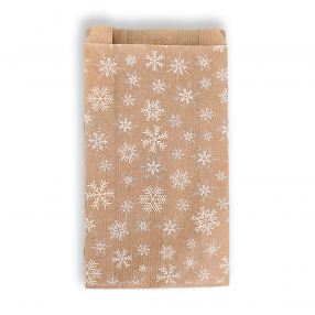 BontaBag 1 kg-os barna papírtasak fehér hópehely design mintával - 100 db